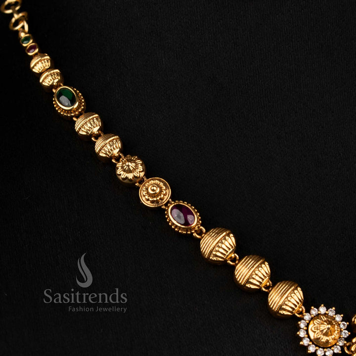Glorious-Multi-Premium-Matte-Gold-Plated-Lotus-Lakshmi-Necklace-with-Pearl-Drops-for-Cultural-Events-Sasitrends