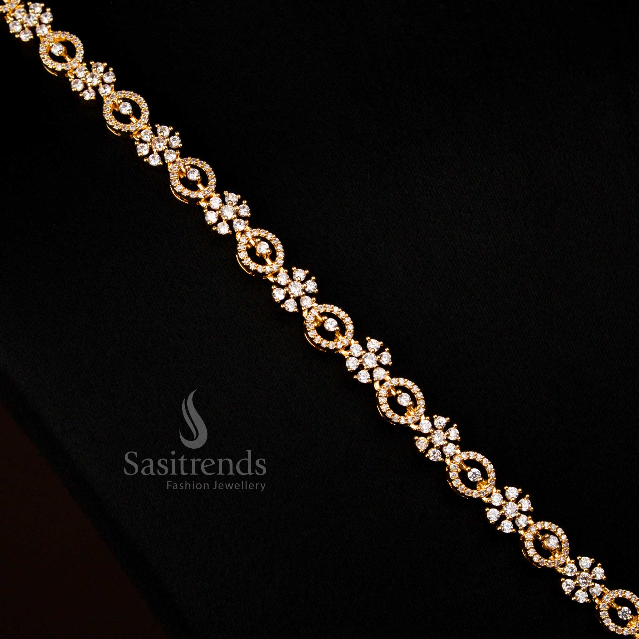Classic American Diamond gold plated teardrop long white necklace radiating bridal glow and timeless beauty – Sasitrends