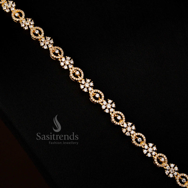 Classic American Diamond gold plated teardrop long white necklace radiating bridal glow and timeless beauty – Sasitrends