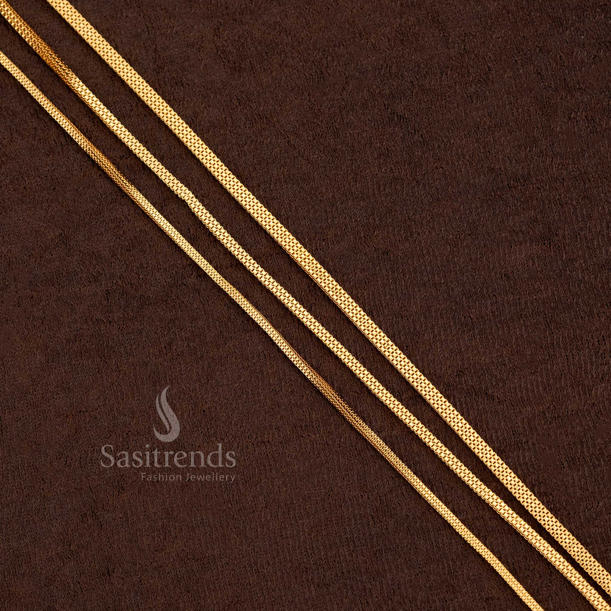 Traditional Micro Gold Plated Box Chain Medium Design With Glossy Finish Ideal For Ceremonial Use And Cultural Occasions - Sasitrends
