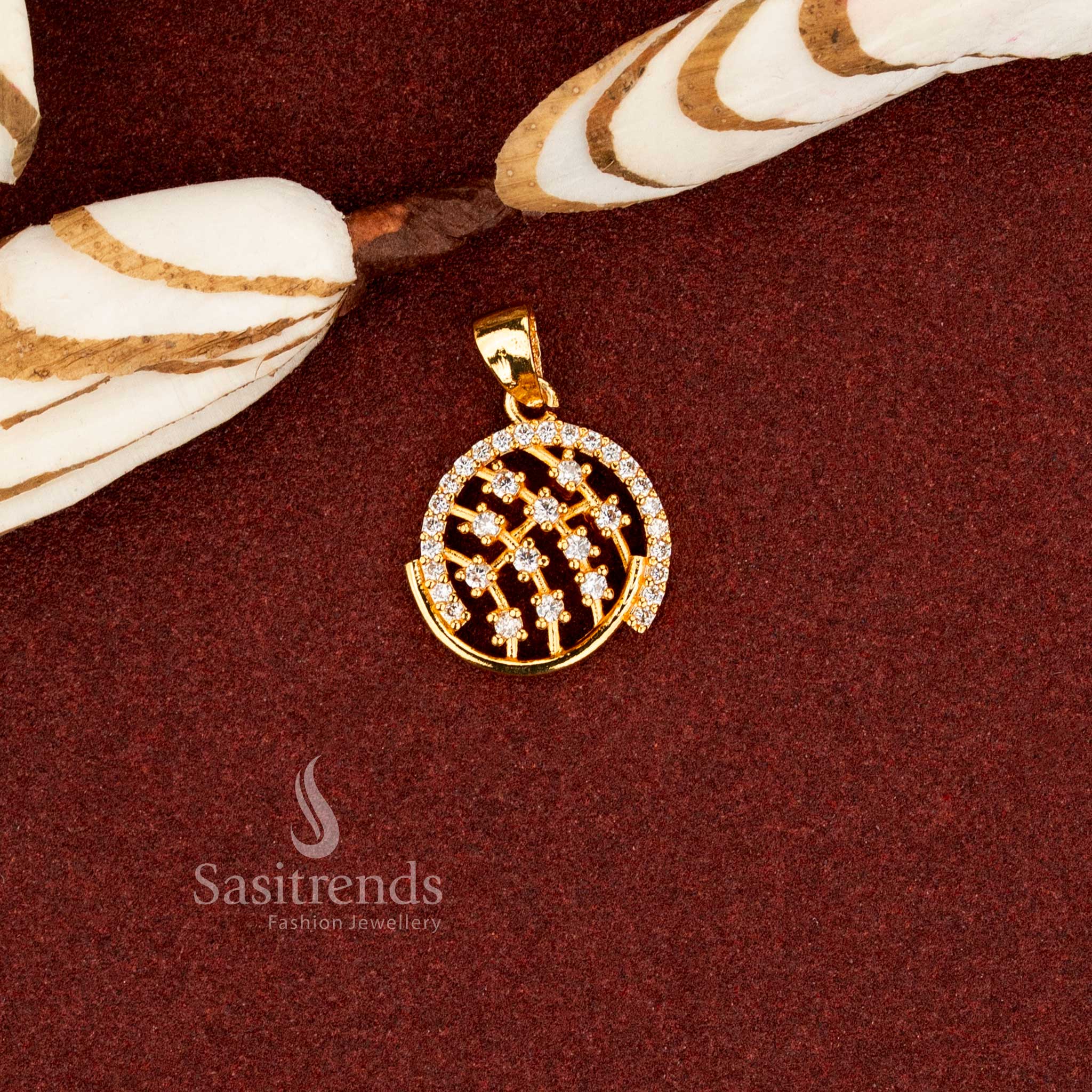 Pure glam micro gold plated American diamond trendy pendant ideal for celebrations and modern office looks guaranteed - Sasitrends