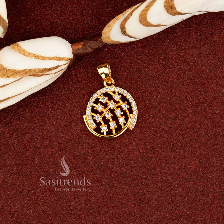 Pure glam micro gold plated American diamond trendy pendant ideal for celebrations and modern office looks guaranteed - Sasitrends