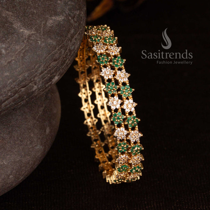 Alluring Black Bangles with American Diamond Stones and Micro Gold Finish, Perfect for Festive Celebrations and Traditional Jewellery Ensembles – Sasitrends