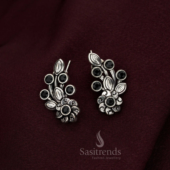Opulent black oxidised earrings adorned with resplendent artistry crafted for lavish elegance noble heritage and splendid jewellery style – Sasitrends