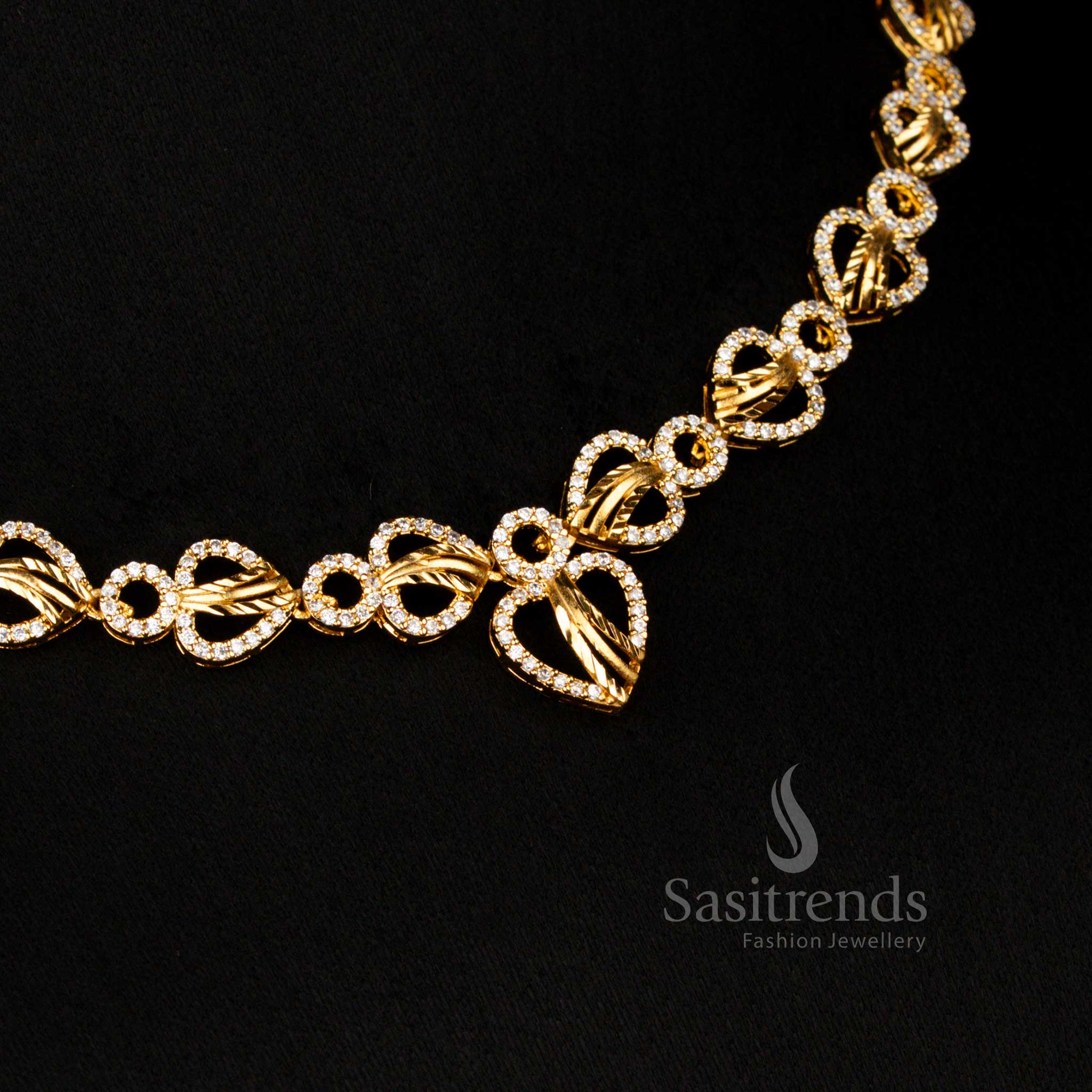 Elegant Forming Micro Gold Plated necklace with White round and heart design, ideal for parties and special occasions – Sasitrends