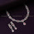 Pink AD Stone Necklace Set with Rhodium Silver Plating - Party Wear