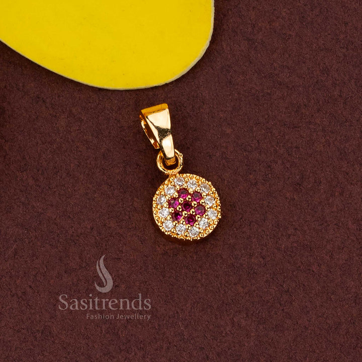 Wonderful Micro Gold Plated American Diamond Circle Round Pendant – Look Like Real Gold - Sasitrends