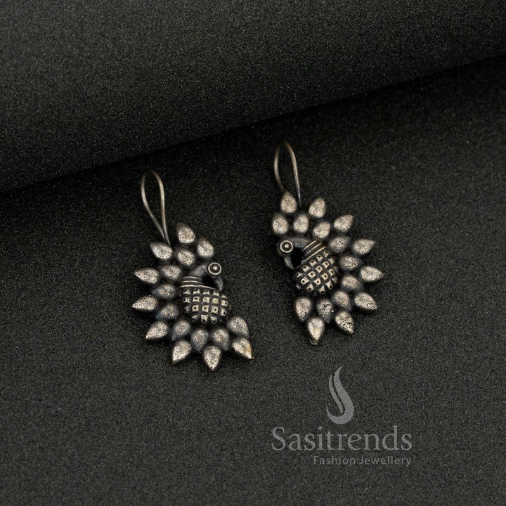 Attractive Antique Casual Wear Oxidised Silver Peacock Stud Earrings - Perfect For Casual Wear With An Ethnic Touch  - Sasitrends