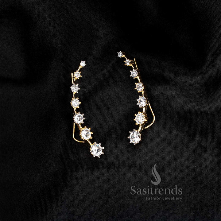 Dual tone Gangajamuna crystal bar American Diamond earcuff giving an edgy modern appeal for sleek fashionwear – Sasitrends