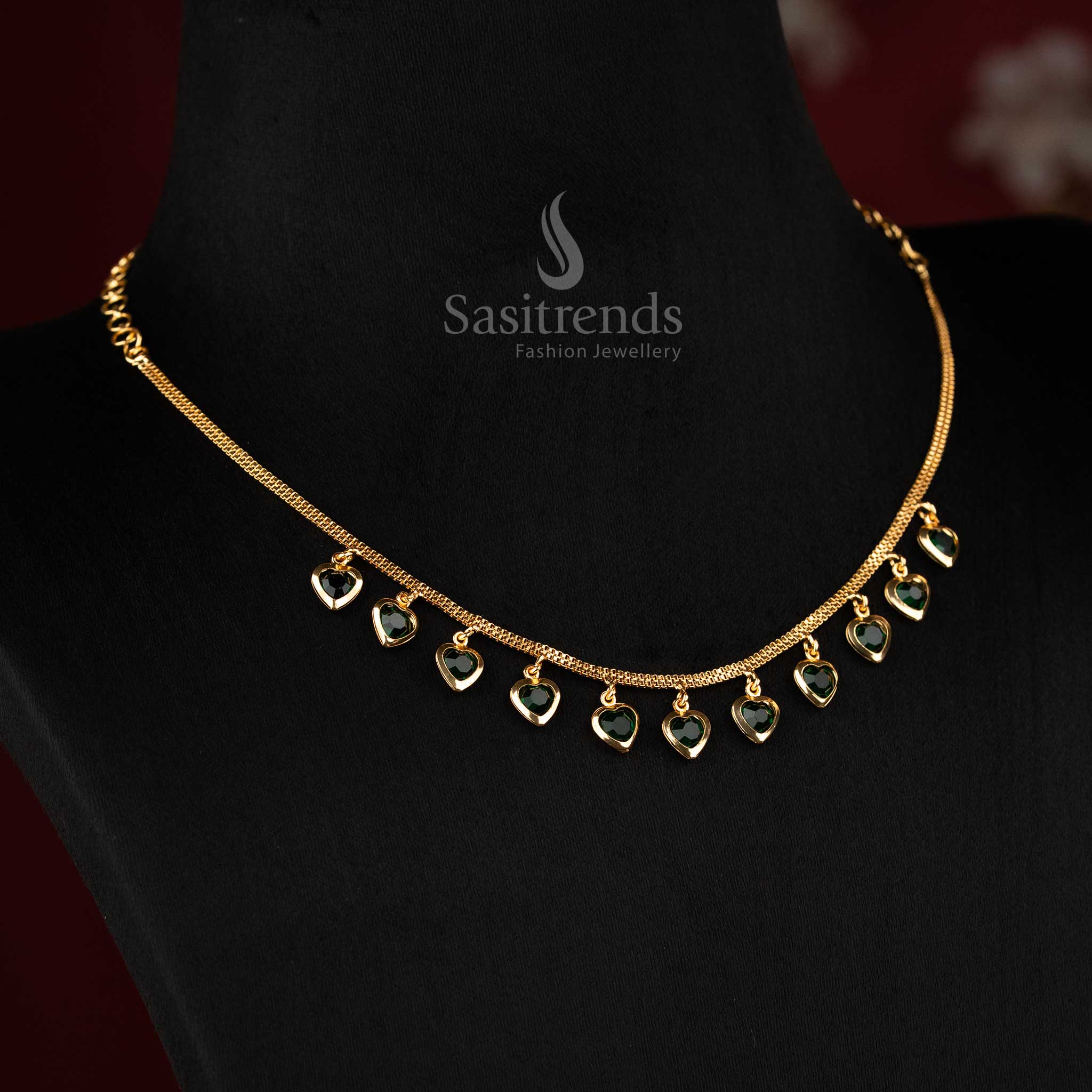Trendy Design of American Diamond Micro Gold Plated Necklace for Girls – Parties & Saree Wear| 24K Gold Plated Jewellery - Sasitrends