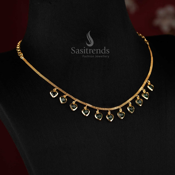 Trendy Design of American Diamond Micro Gold Plated Necklace for Girls – Parties & Saree Wear| 24K Gold Plated Jewellery - Sasitrends