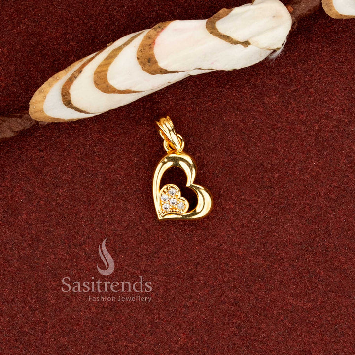 Bright micro gold plated American diamond heart pendant designed for everyday styling and celebrations – Sasitrends