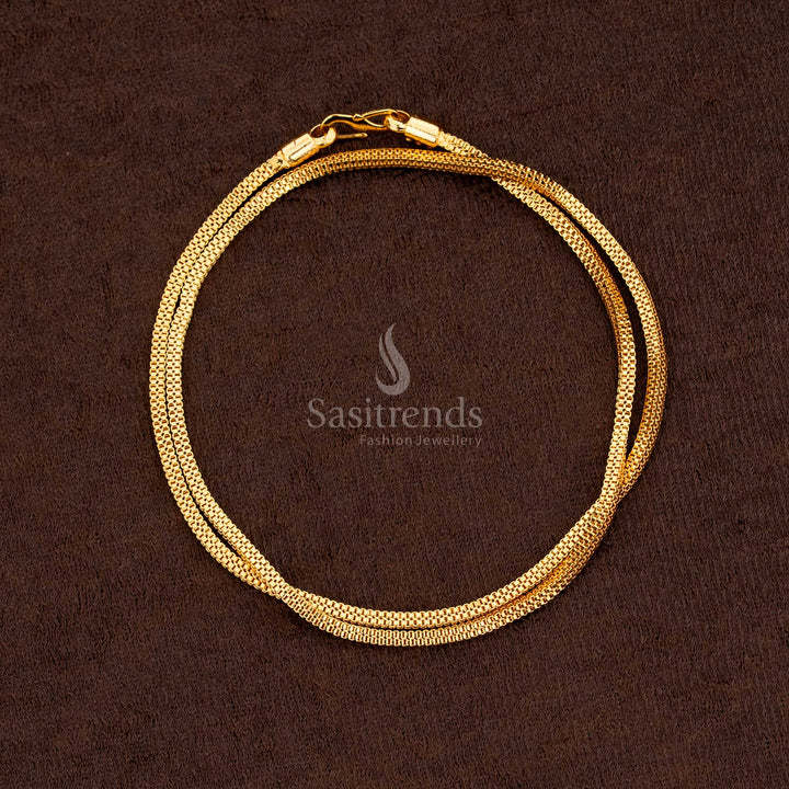 Traditional Micro Gold Plated Box Chain Medium Size With Gold Like Glow Ideal For Festivals And Community Functions - Sasitrends