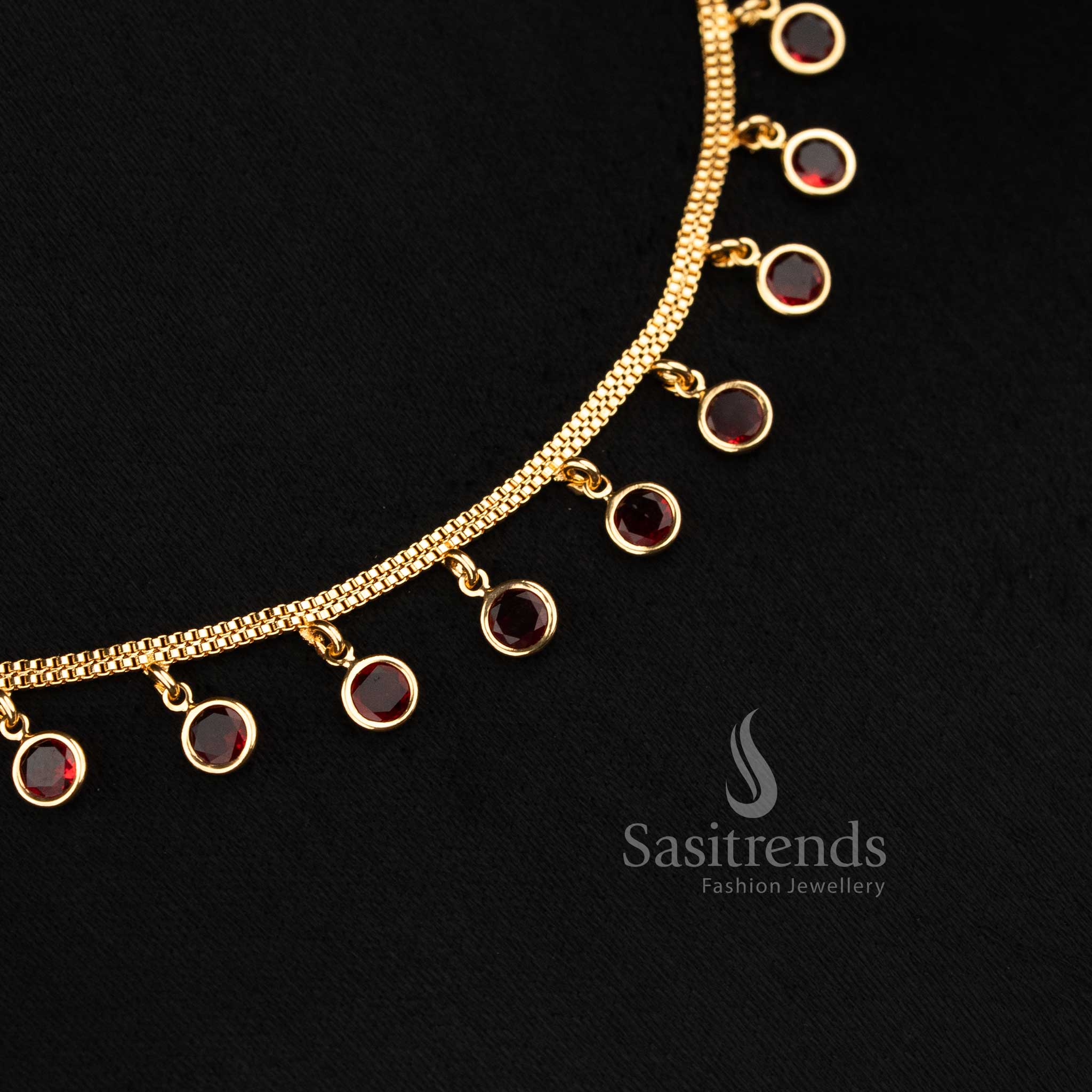 Trendy Design of American Diamond Micro Gold Plated Necklace for Girls – Parties & Saree Wear| 24K Gold Plated Jewellery - Sasitrends