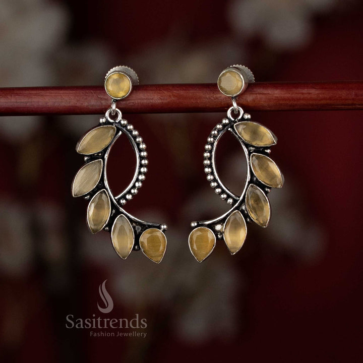 Glow yellow oxidised S-curve crawler earrings for cheerful dinner outings – Sasitrends