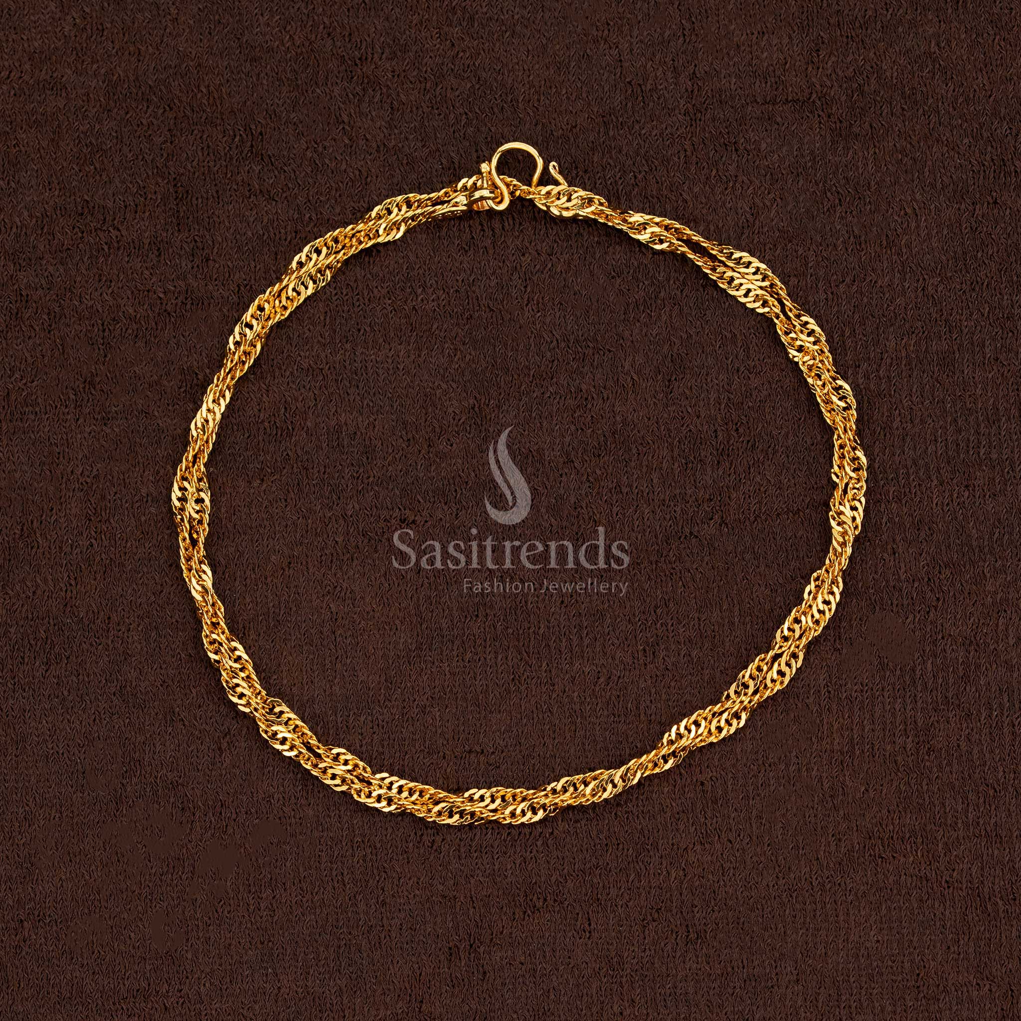 Gorgeous one gram micro gold plated thick 18 Inches twisted rope chain - Sasitrends