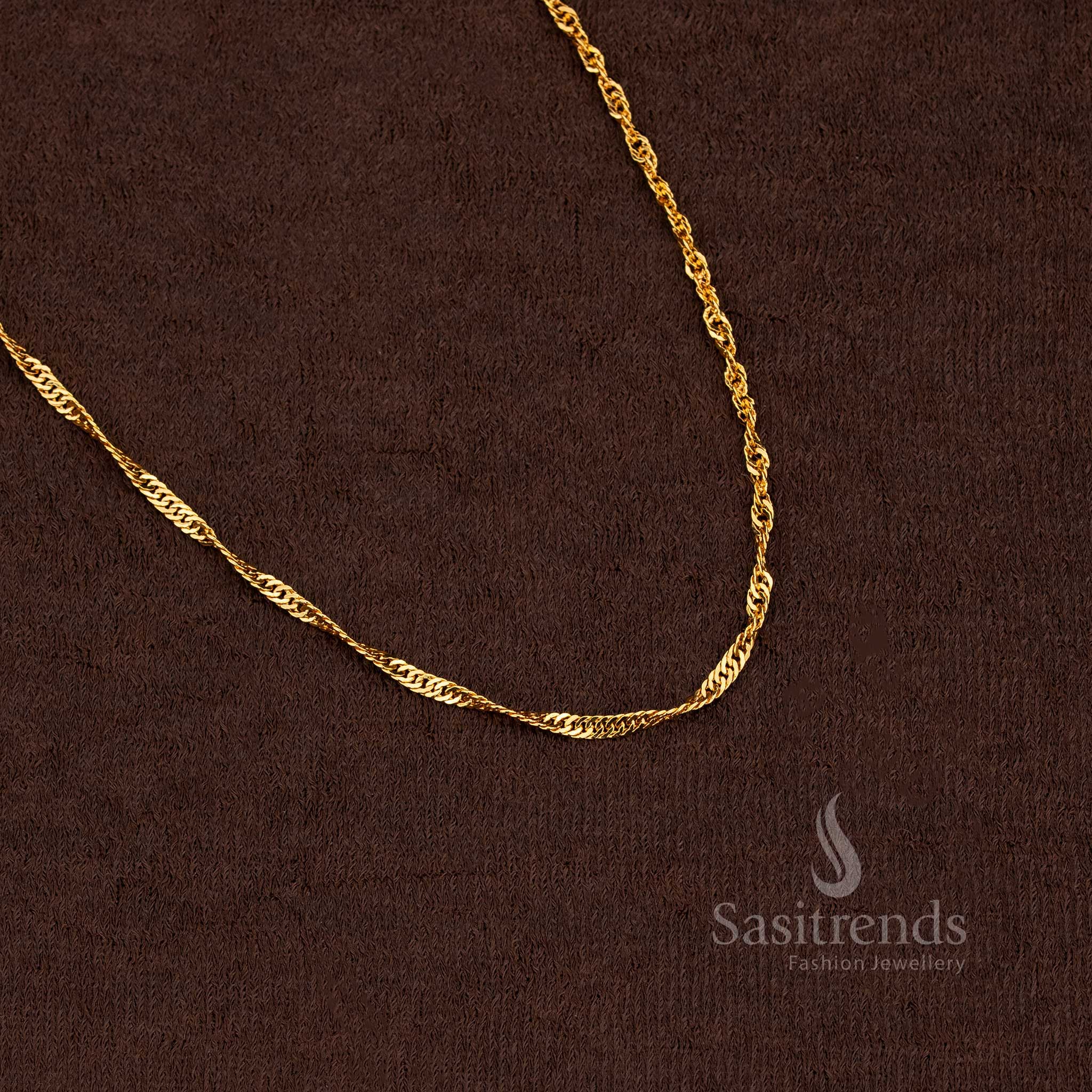Traditional wear one gram micro gold plated thick 18 Inches twisted rope chain , looks like real gold - Sasitrends