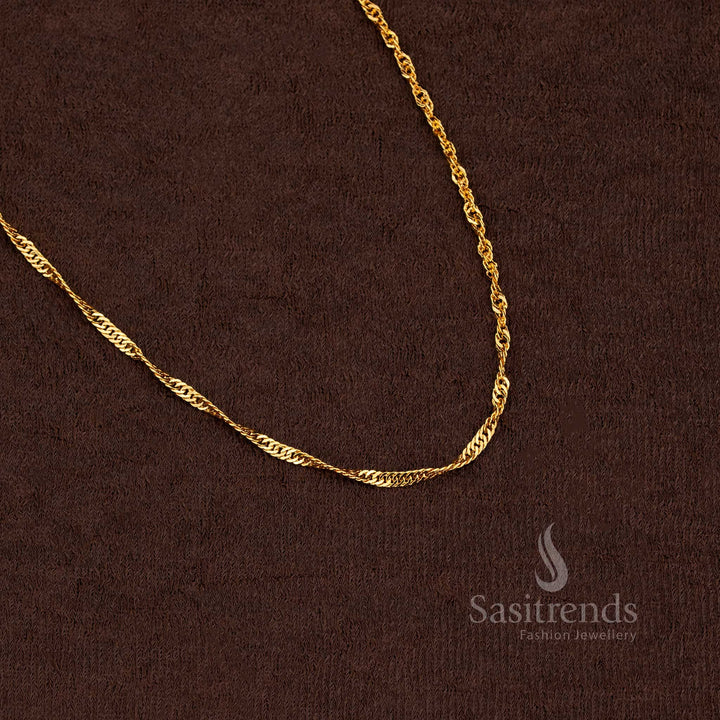 Traditional wear one gram micro gold plated thick 18 Inches twisted rope chain , looks like real gold - Sasitrends