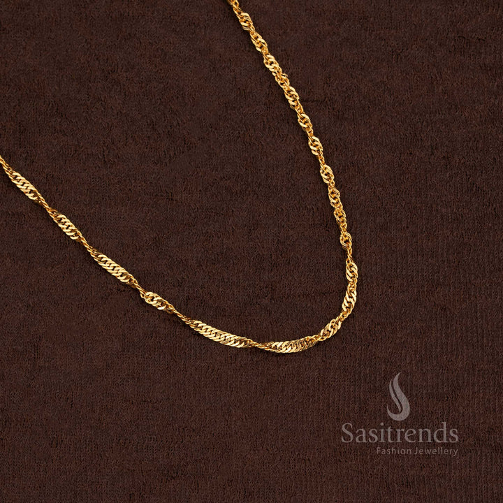 Traditional wear one gram micro gold plated thin 24 Inches twisted rope chain , Perfect for silk sarees - Sasitrends