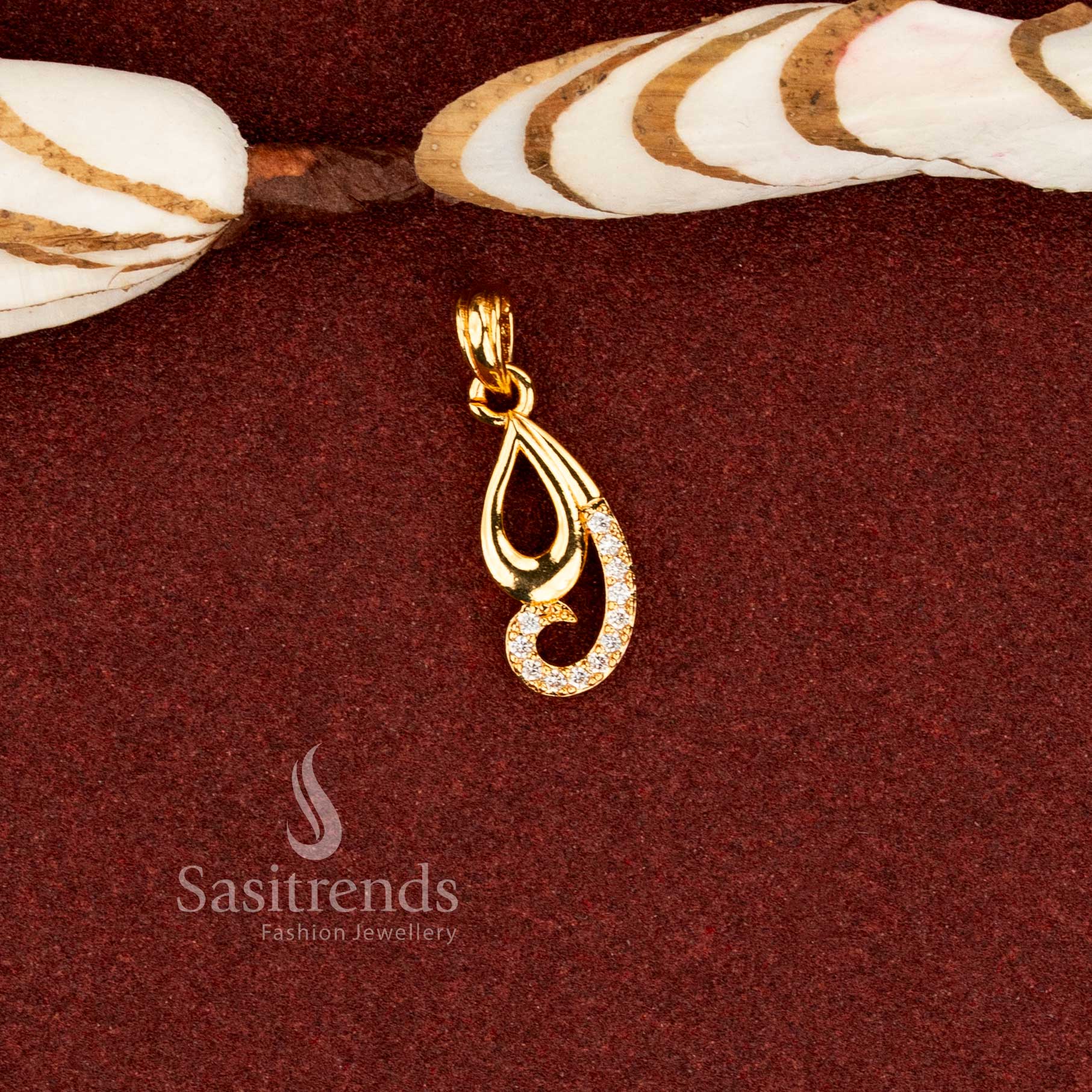 Bright elegance micro gold plated American diamond designer pendant for modern celebrations and daily use guaranteed - Sasitrends
