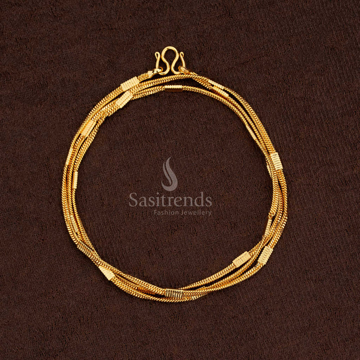 Guaranteed 24 carat pure gold micro plated designer chain enhanced with rich polished texture – Sasitrends