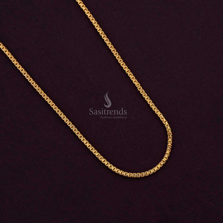Traditional Gold Plated Box Link Chain – Perfect for Temple & Festive Wear - Sasitrends
