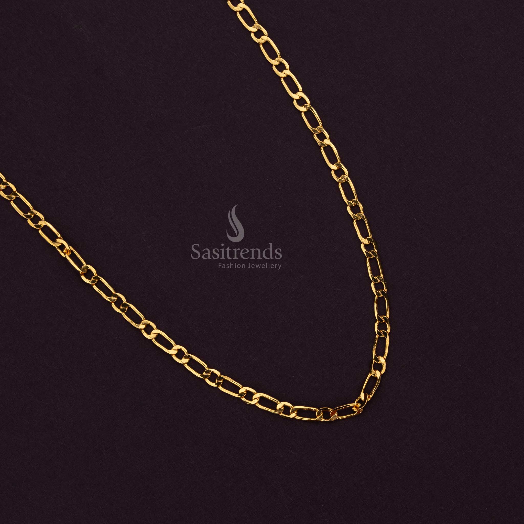 24 Carat Pure Gold Plated Figaro Chain with Elegant Finish - Sasitrends