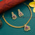 Mint Stone Floral Pendant Choker: Matte Gold Plated Attigai Necklace with Pearl Drops - Refreshing Traditional Radiance