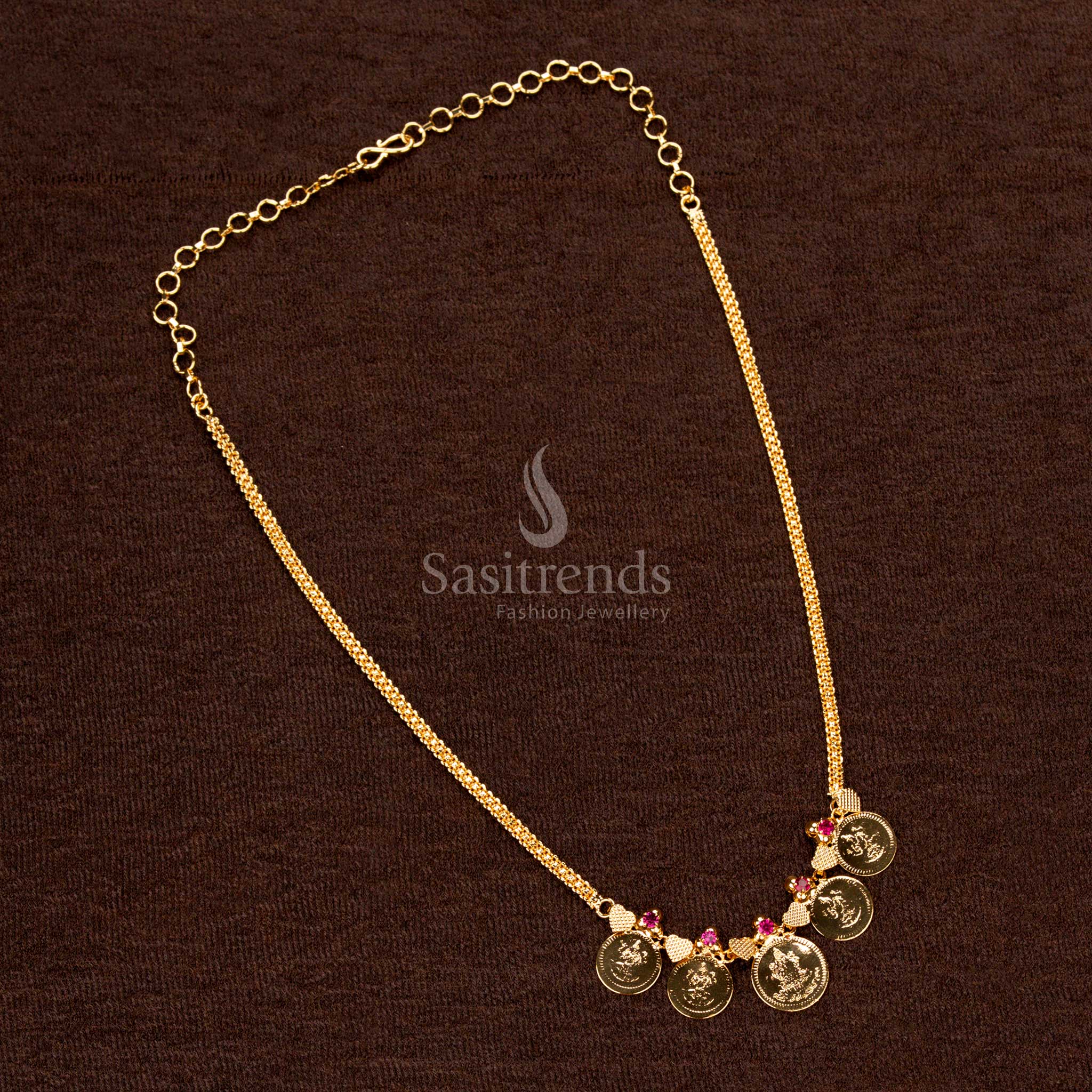 Authentic One Gram Jewellery Temple Coin Necklace, Intricate Goddess Lakshmi Engraved Coins, Medium and Large Coin Structure – Sasitrends