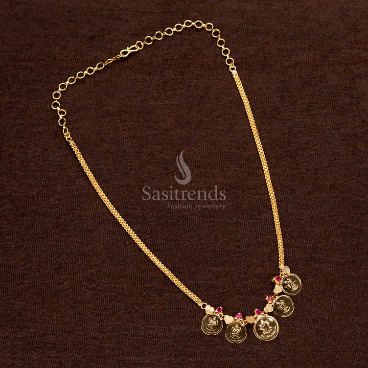 Authentic One Gram Jewellery Temple Coin Necklace, Intricate Goddess Lakshmi Engraved Coins, Medium and Large Coin Structure – Sasitrends