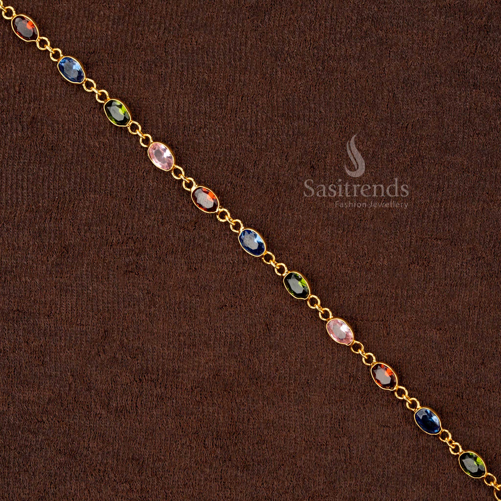 Classic One Gram Jewellery Navaratna Bracelet, High-Quality Craftsmanship – Sasitrends