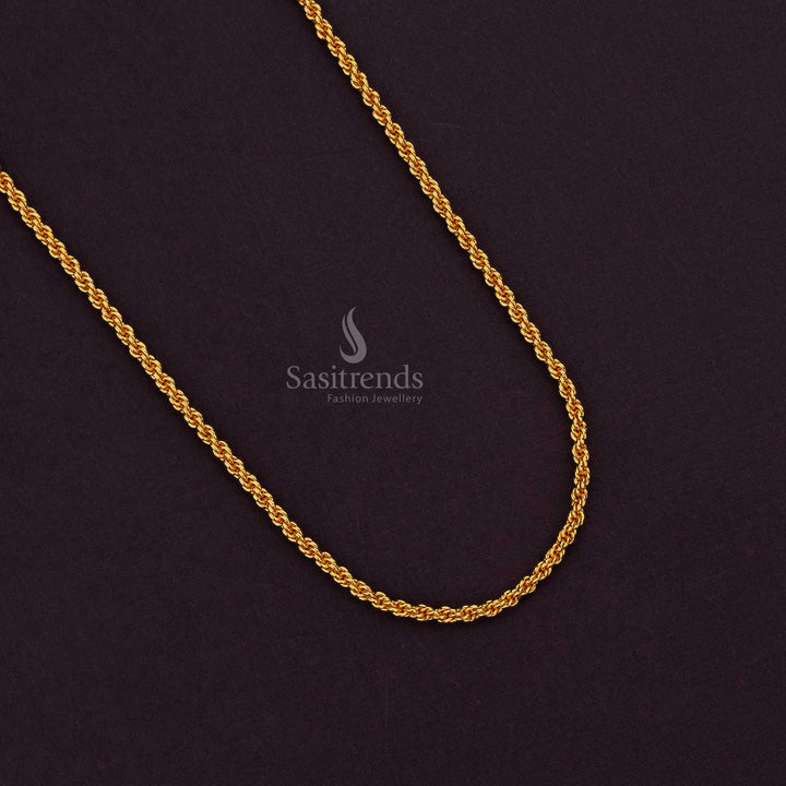 Traditional Rope Twist Gold Plated Chain – Perfect for Temple & Festive Wear - Sasitrends