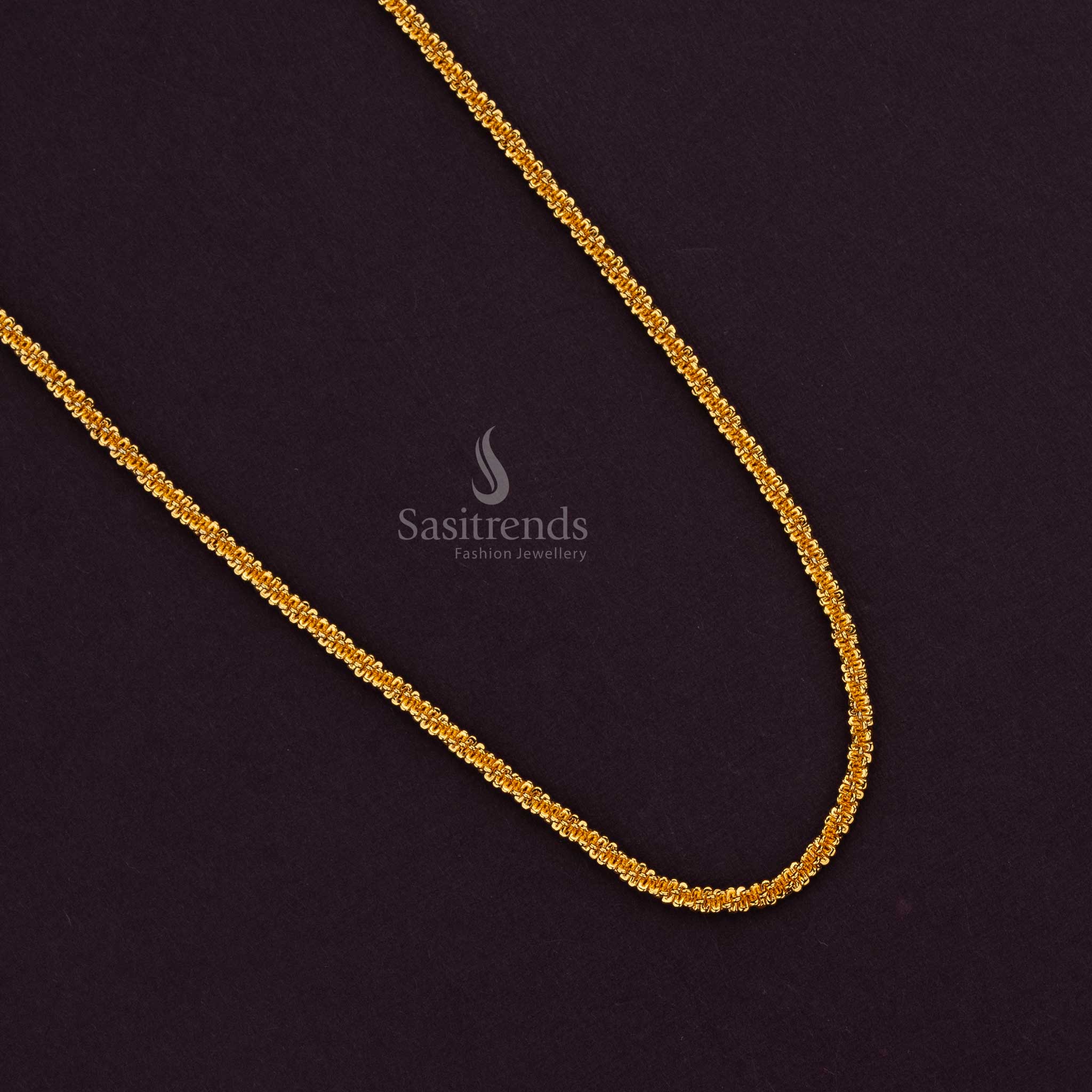 24 Carat Pure Gold Plated Spiral Beaded Chain with Elegant Finish - Sasitrends