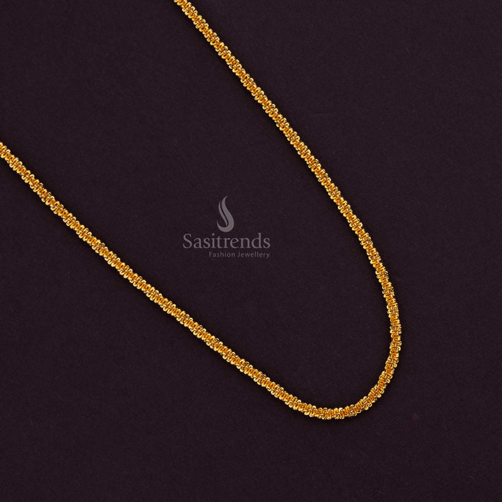 24 Carat Pure Gold Plated Spiral Beaded Chain with Elegant Finish - Sasitrends