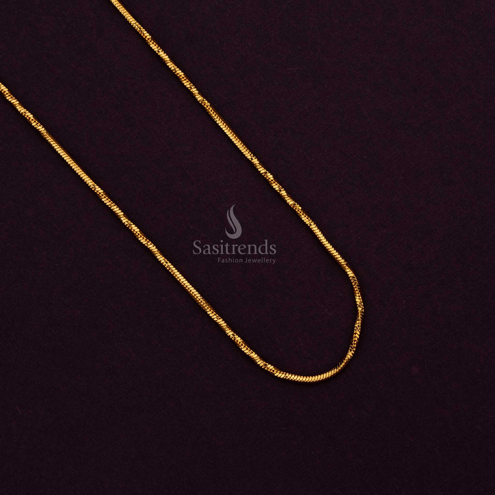 24 Carat Pure Gold Plated Spiral Chain with Fine Textured Detailing- Sasitrends