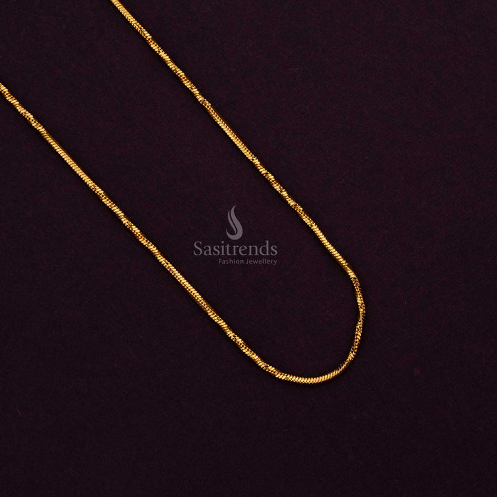 24 Carat Pure Gold Plated Spiral Chain with Fine Textured Detailing- Sasitrends