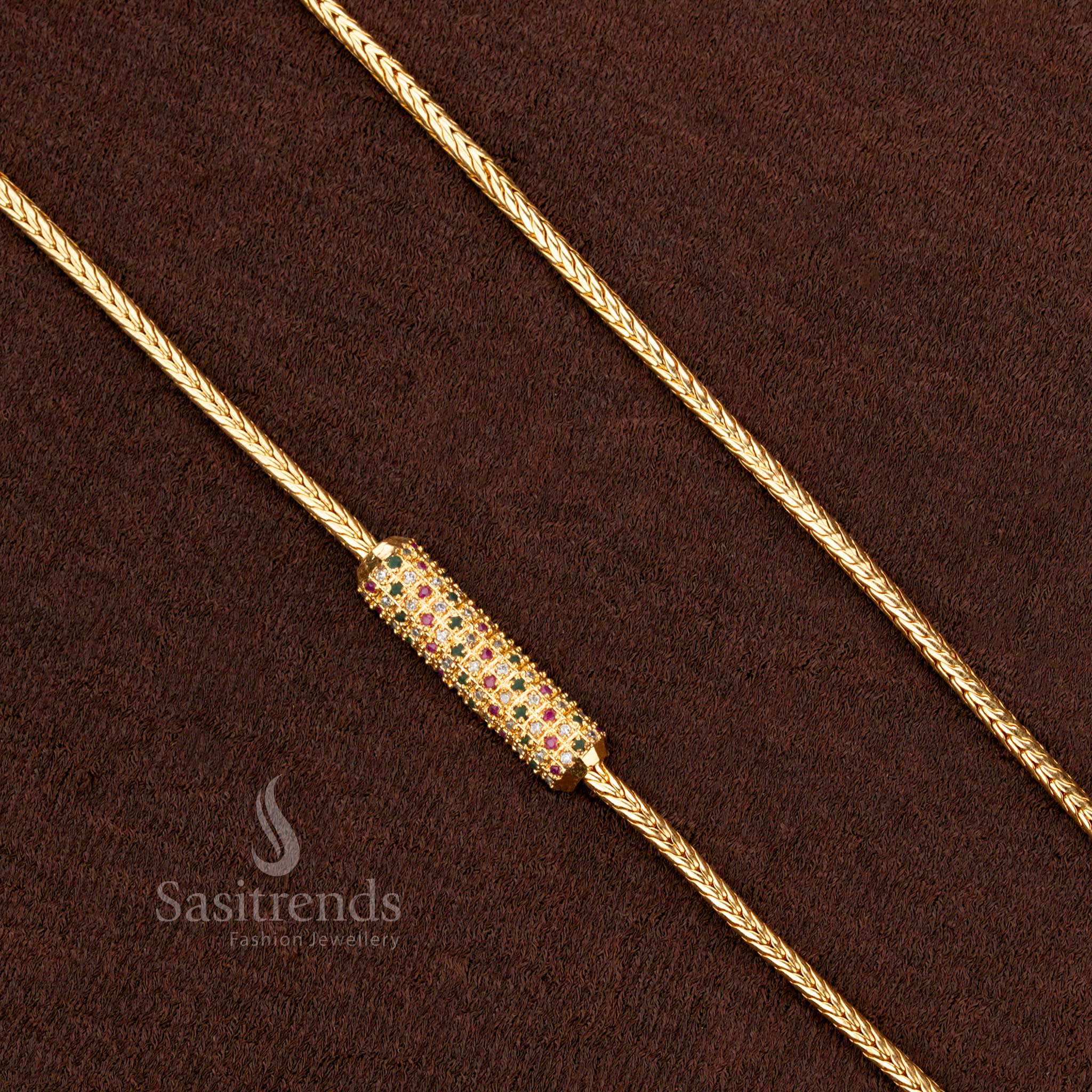 Traditional Micro Gold Plated Chain with AD Stone Mugappu – Sasitrends