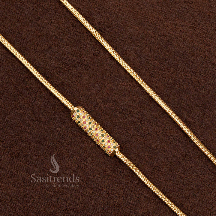 Traditional Micro Gold Plated Chain with AD Stone Mugappu – Sasitrends
