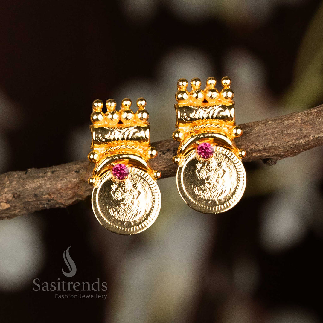 Festive Wear Micro Gold Earrings with Lakshmi Coin Design – Sasitrends