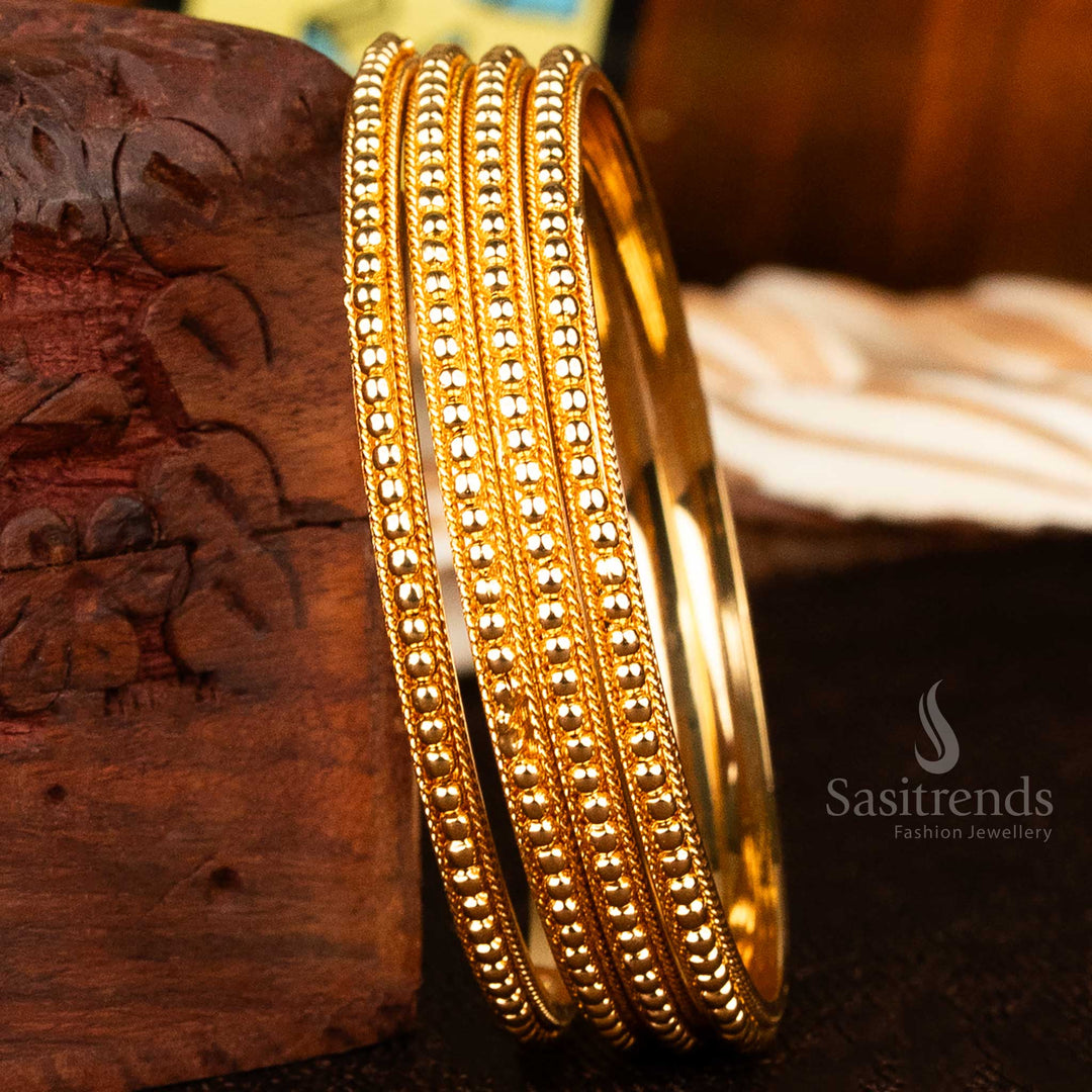 Temple Wear Round Ball Design Bangles – Micro Gold Plated – Sasitrends