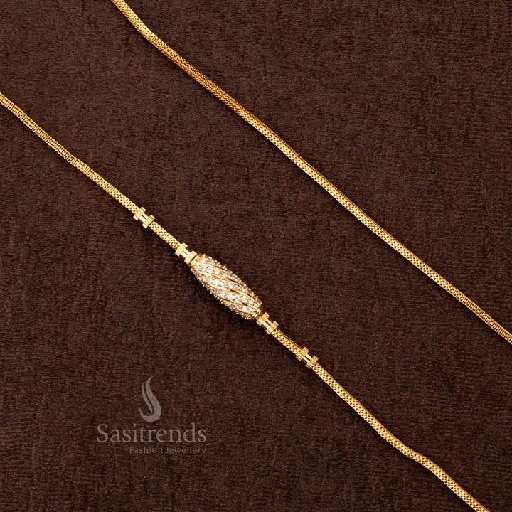 Twin-Layer Micro Gold Plated Chain with AD Mugappu for Saree – Sasitrends