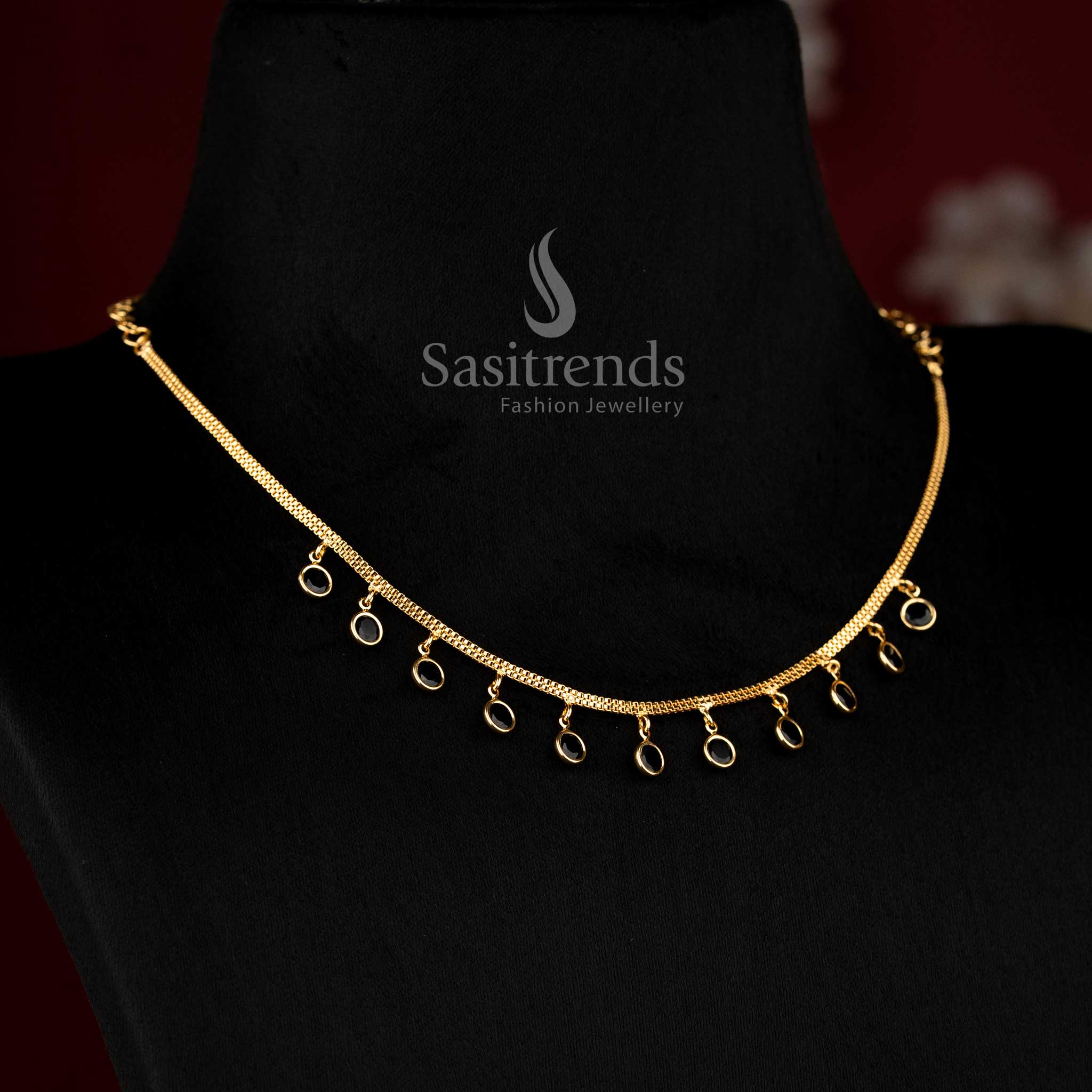 Trendy Design of American Diamond Micro Gold Plated Necklace for Girls – Parties & Saree Wear| 24K Gold Plated Jewellery - Sasitrends