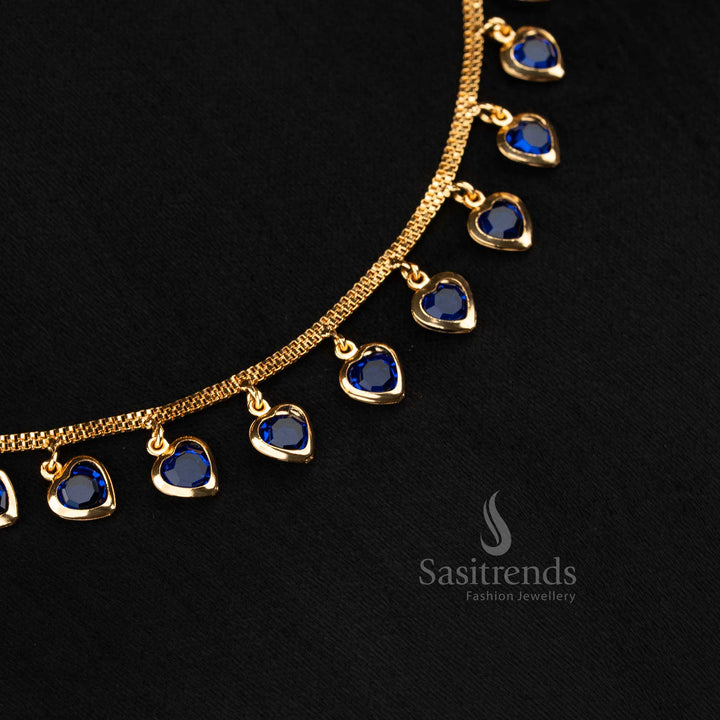 Elegant blue big heart AD pendant necklace, stylish accessory for festive outfits - Sasitrends