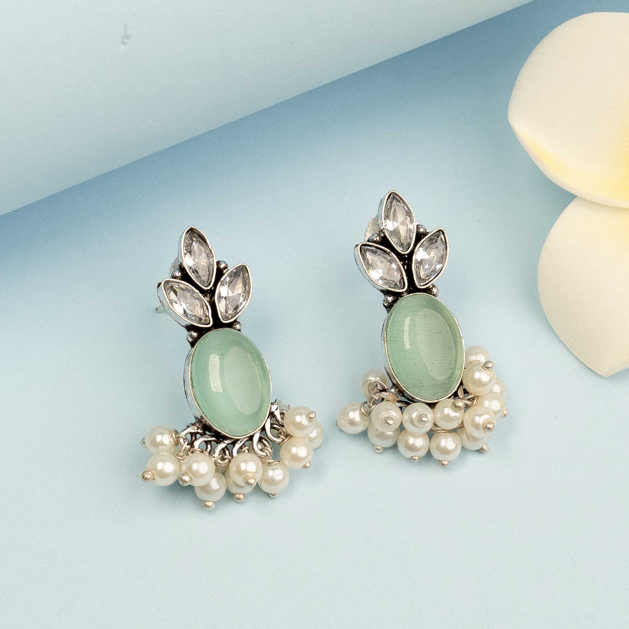 Vibrant Spectrum Floral Oxidised Earrings - Sasitrends