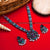 Versatile Navrathri Special Oxidized German Silver Floral Pendant Necklace with Multicolored Stones