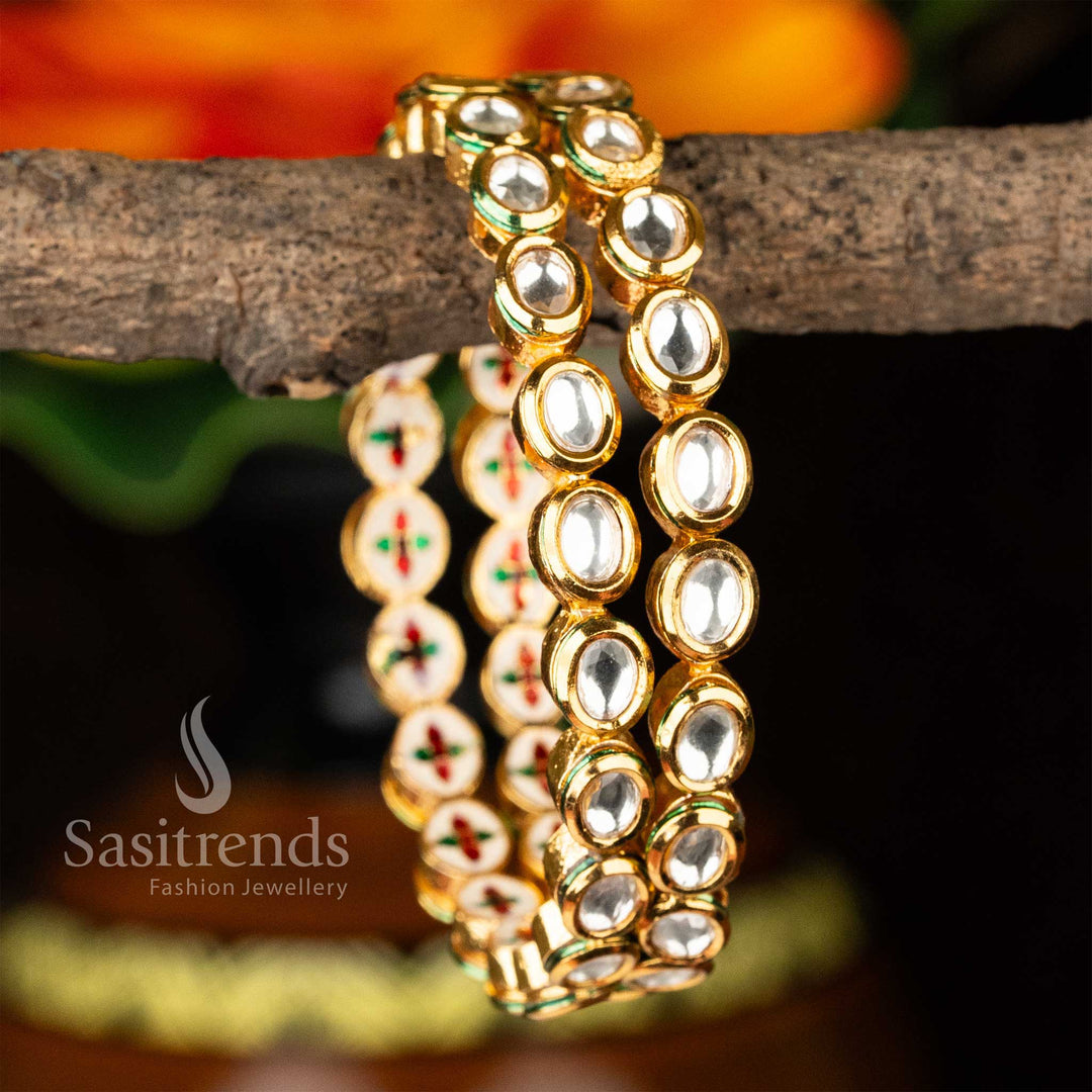 High Gold Plated Kundan Stone Bangles for Festive Occasions Traditional Jewelry for Women