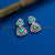 Party wear rose gold earrings with a captivating floral motif, American Diamonds, and soothing mint stones