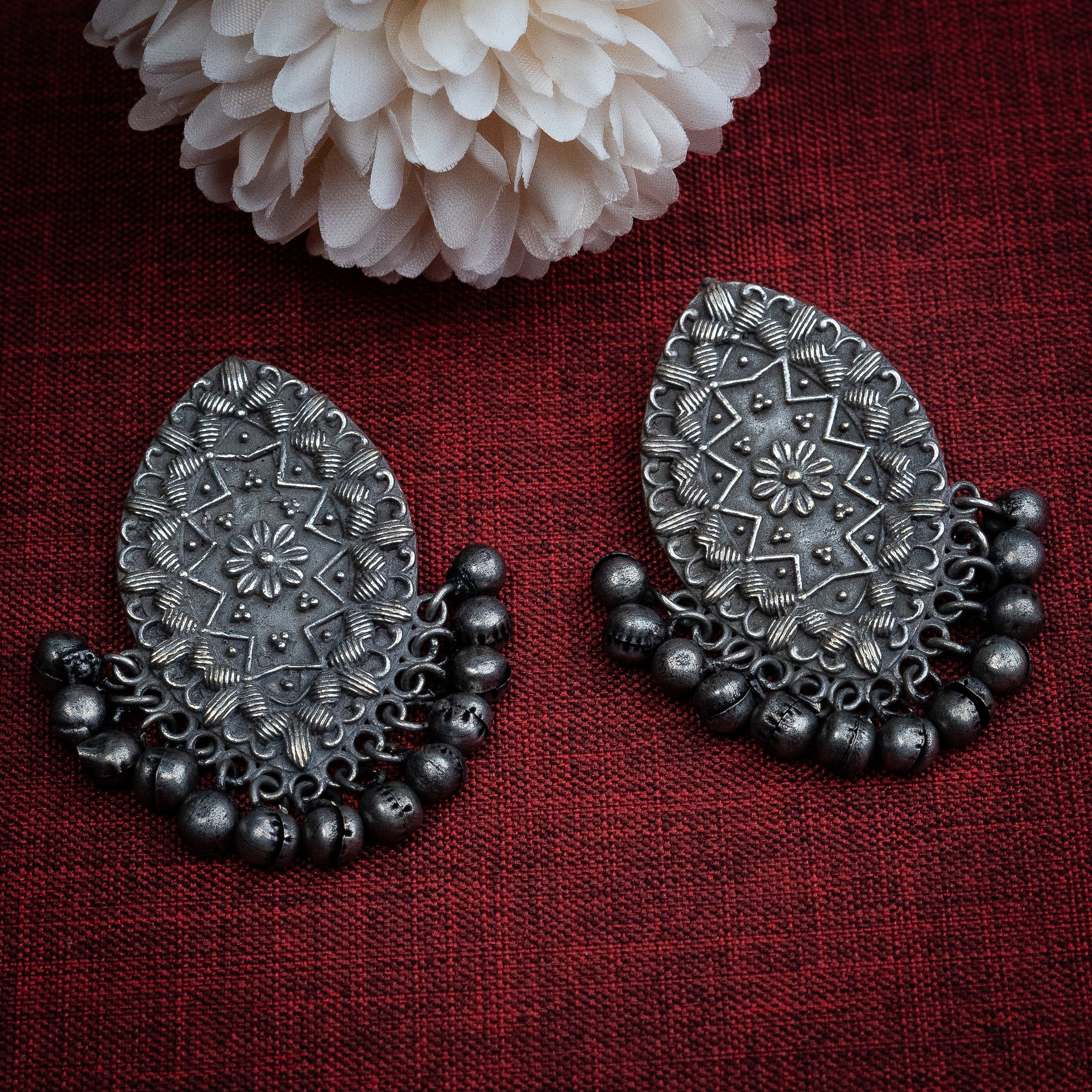 Buy Statement Oxidised Black Metal Jhumka Earrings With Kundan, Pearls and  Cubic Zirconia Stones Traditional Indian Jewelry Online in India - Etsy