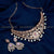 Rose Gold Plated Wedding Choker Necklace Set with Pink Stones, American Diamonds, and Pearl Drops