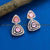 Latest party wear rose gold earrings with a charming floral pattern, American Diamonds, and beautiful pink stones